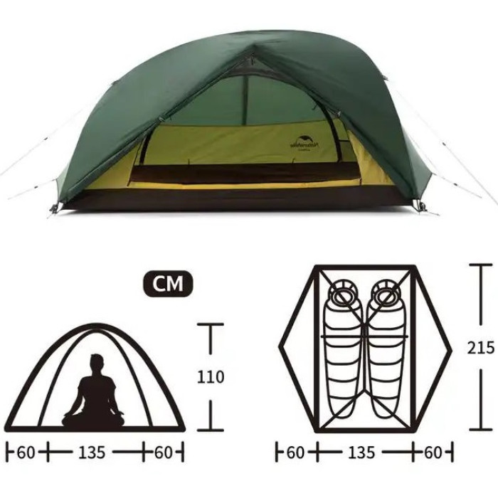 Намет Naturehike Star-River 2 Updated NH17T012-T, 20D, Dark Green (6927595789049)