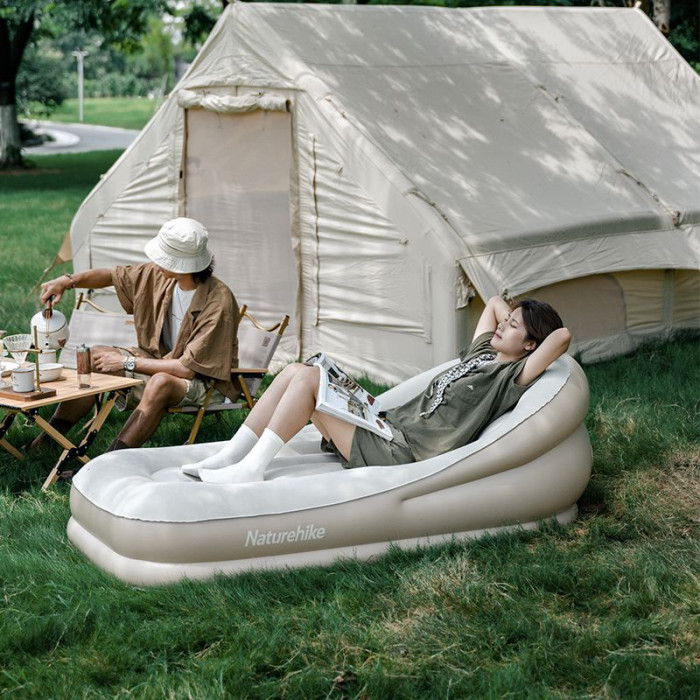 Матрац надувний одномісний з підголовником Naturehike CNK2300DZ020, Beige (6976023922480)
