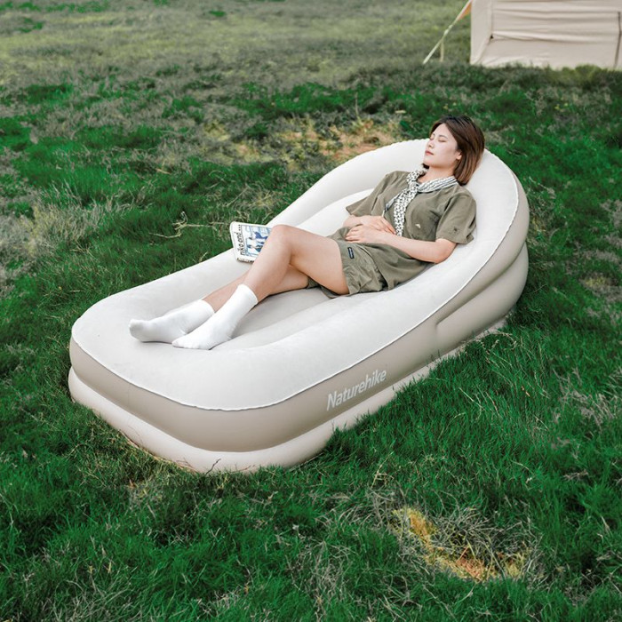Матрац надувний одномісний з підголовником Naturehike CNK2300DZ020, Beige (6976023922480)