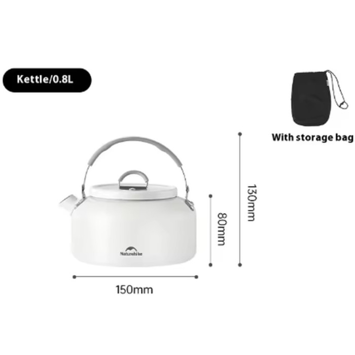 Чайник з керамічним антипригарним покриттям Naturehike CNK2450CF013 0.8L, aluminium, white (6927595706046)