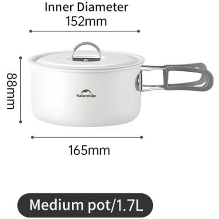 Каструля із керамічним антипригарним покриттям Naturehike CNK2450CF013, 1.7L, aluminium (6927595711972)