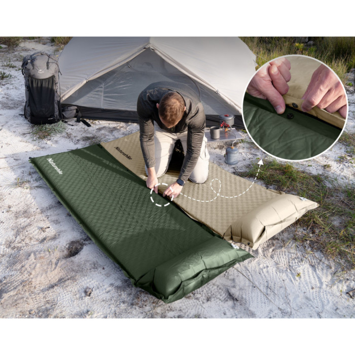 Самонадувний килимок Naturehike CNK2450WS020, 100 mm, Beige (6927595712719)