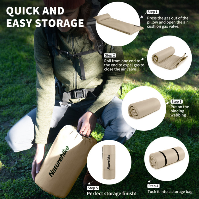 Самонадувний килимок Naturehike CNK2450WS020, 100 mm, Beige (6927595712719)