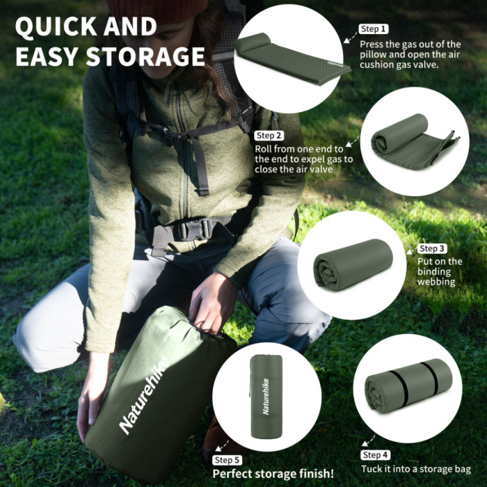 Самонадувний килимок Naturehike CNK2450WS020, 100 mm, Green (6927595712733)