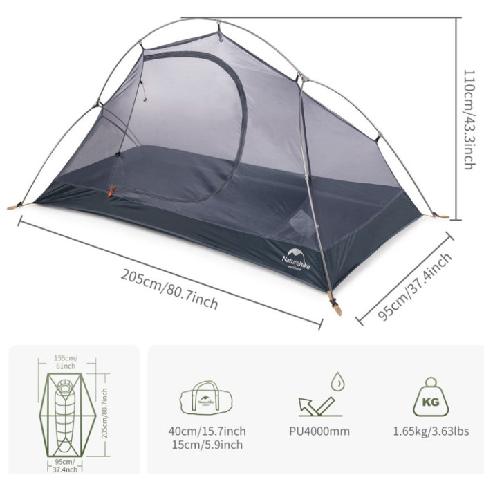 Палатка Naturehike Cycling 1 NH18A095-D, 210T, Dark Green (6927595735671)