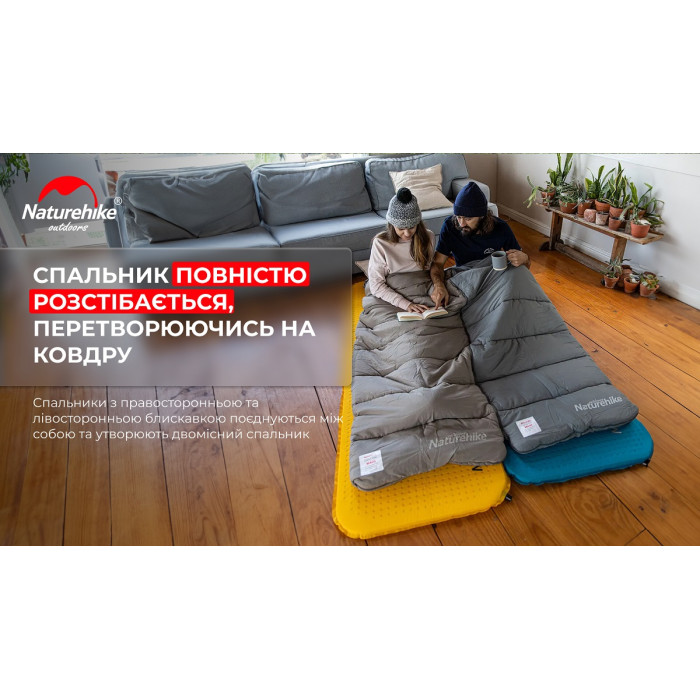 Спальний мішок Naturehike M400 NH20MSD02, Left Zip, Green (6975641885566)