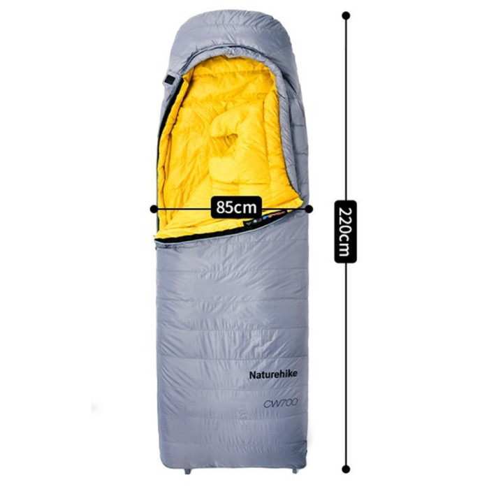 Спальний мішок Naturehike CW700 CNK2450WS048, p-р L, Yellow-Grey (6927595788103)