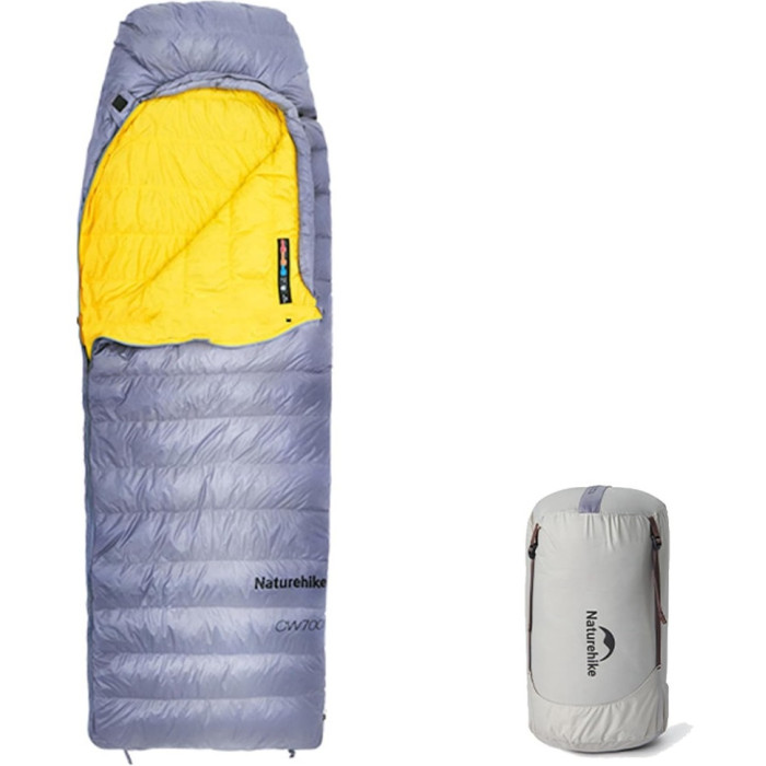 Спальний мішок Naturehike CW700 CNK2450WS048, p-р L, Yellow-Grey (6927595788103)