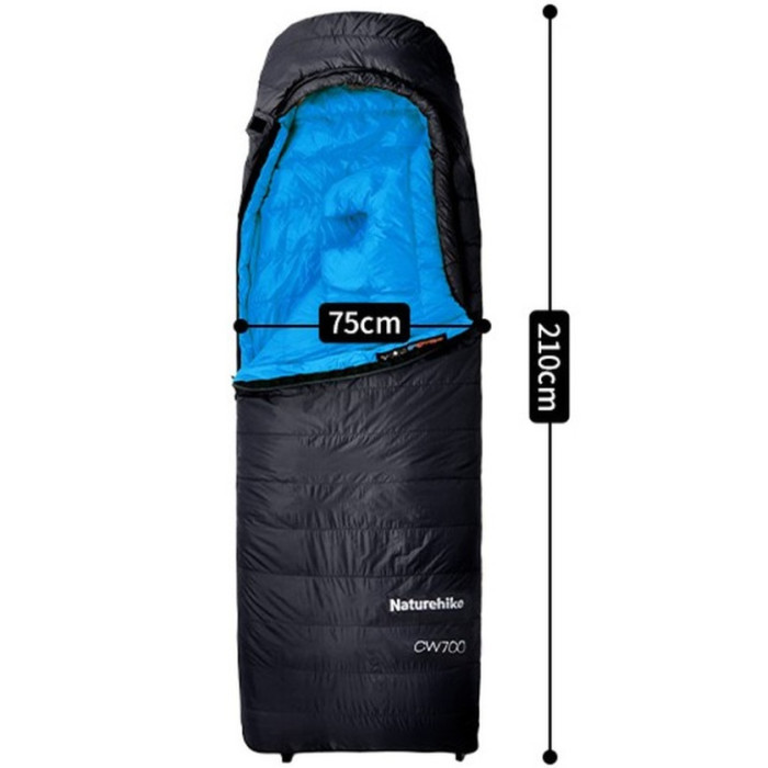 Спальний мішок Naturehike CW700 CNK2450WS048, p-р M, Black-Blue (6927595788387)