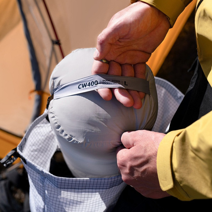Спальний мішок Naturehike CW400 NH18C400-D, p-р M, Yellow-Grey (6927595794555)
