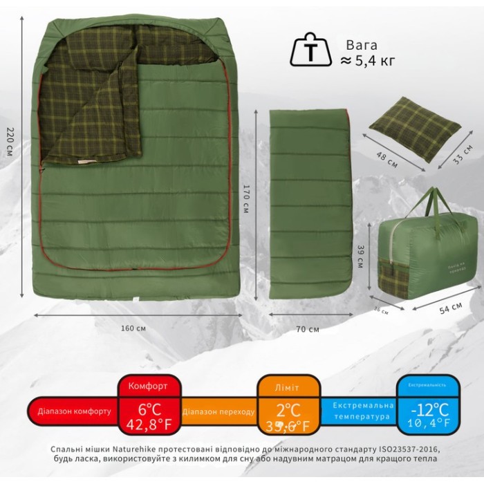 Спальний мішок Naturehike CNK2350WS019, Green (6975641882411)