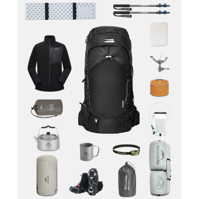 Рюкзак Naturehike Helium CNK2450XB014, 70L, Black , L (6975641883883)