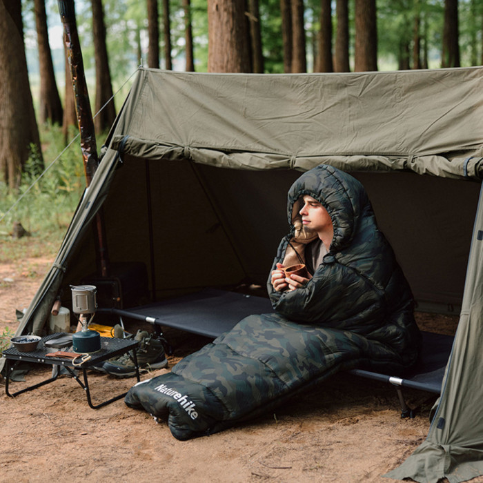 Спальний мішок Naturehike M320 CNK2350WS023, Left Zip, Green Camouflage (6975641889199)