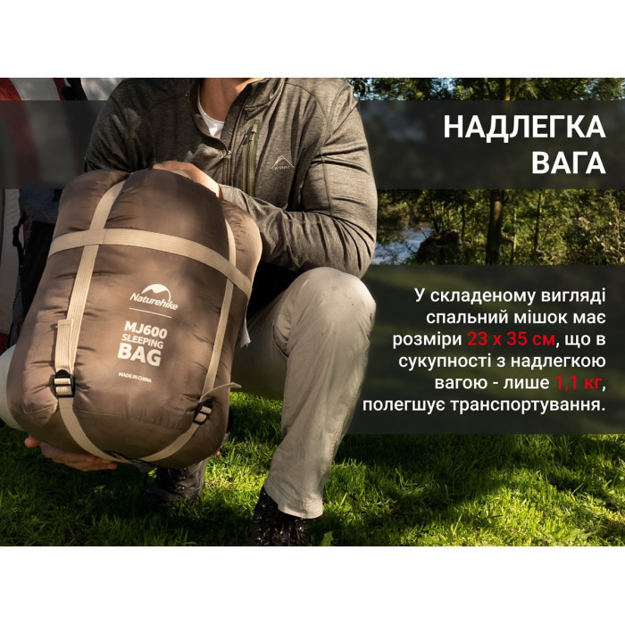 Спальний мішок Naturehike MJ600 CNK2300SD014, Brown (6976023923098)