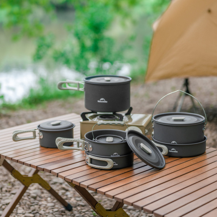  Набір посуду (2 каструлі, чайник, сковорідка) Naturehike CNK2450CF010, aluminium (6976507663281)