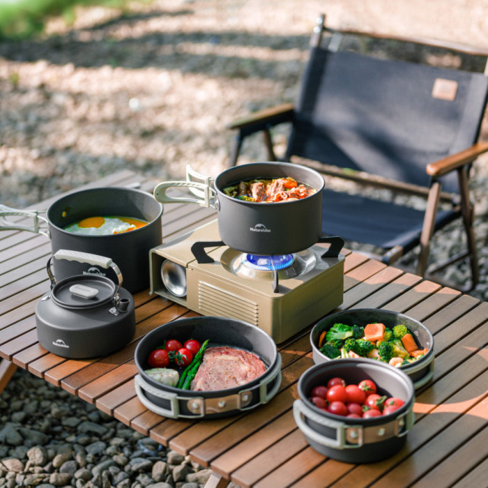  Набір посуду (2 каструлі, чайник, сковорідка) Naturehike CNK2450CF010, aluminium (6976507663281)