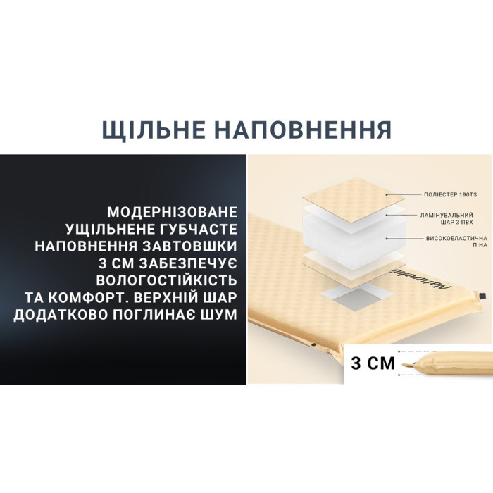 Самонадувний килимок Naturehike CNK2300DZ014, 30 mm, Beige (6976507663809)