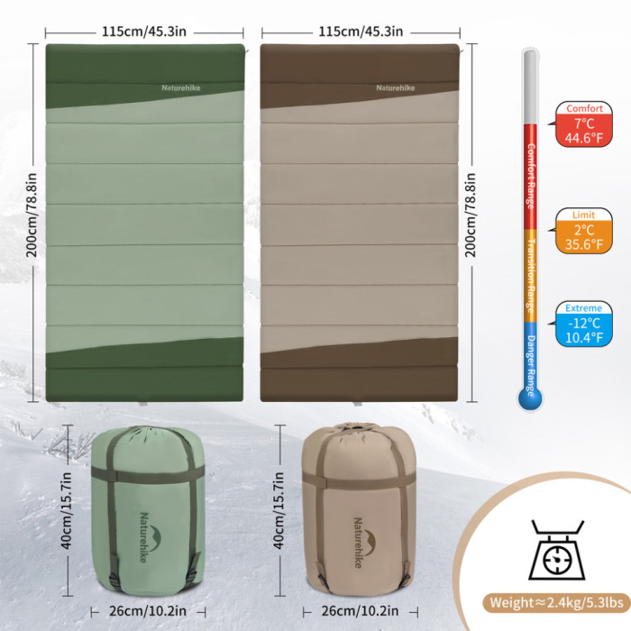 Спальний мішок двомісний Naturehike CNK2300019, Brown (6976507665230)