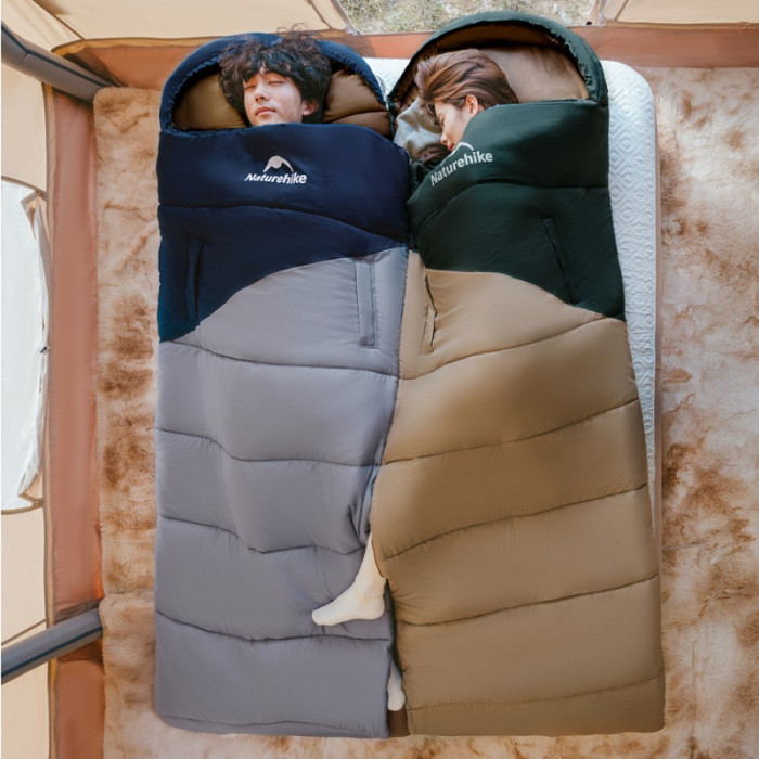Спальний мішок Naturehike Sunny Day PL02 U350 CNK2550WS028, (6°C), Right Zip, Brown-Green (6977465868435)