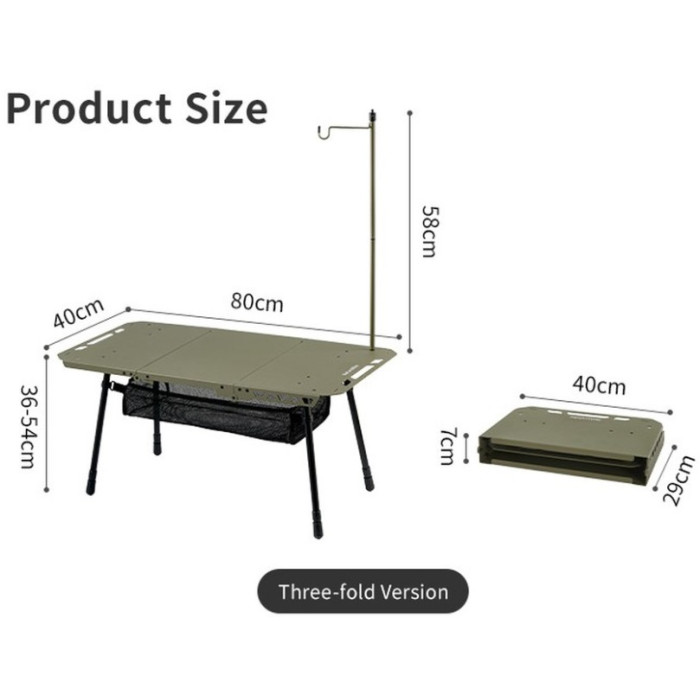 Стіл складаний Naturehike CNK2450JJ025, 80х40 cm, aluminium, Olive (6977465868626)