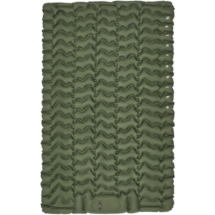 Матрац надувний подвійний із вбудованою помпою Naturehike CNK2550WS019, 65 mm, Green (6977465869616)