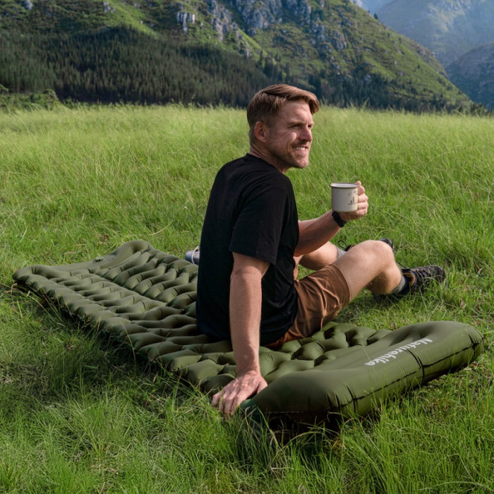 Матрац надувний подвійний із мішком для надування Naturehike CNK2550WS019, 65 mm, Green (6977465869593)