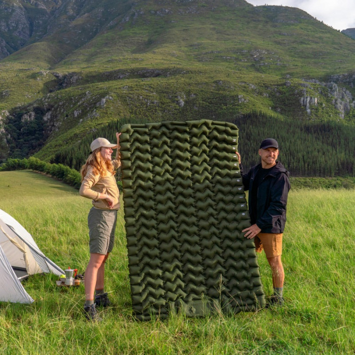 Матрац надувний подвійний із мішком для надування Naturehike CNK2550WS019, 65 mm, Green (6977465869593)
