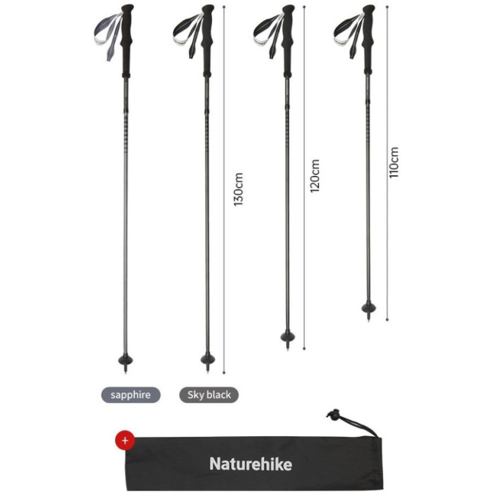 Трекінгова палиця (1 шт) Naturehike CNK2450DS017, 120 cm, Black (6927595788790)