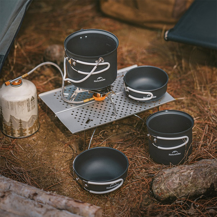 Набір посуду (2 каструлі, 2 кришки) Naturehike NH18T018-G, aluminium (6927595785515)