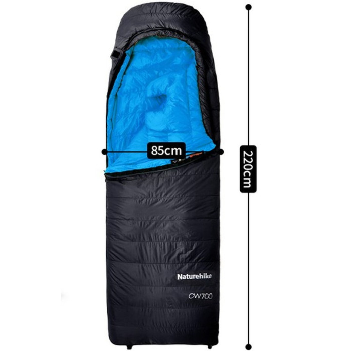 Спальний мішок Naturehike CW700 CNK2450WS048, p-р L, Black-Blue (6927595788134)