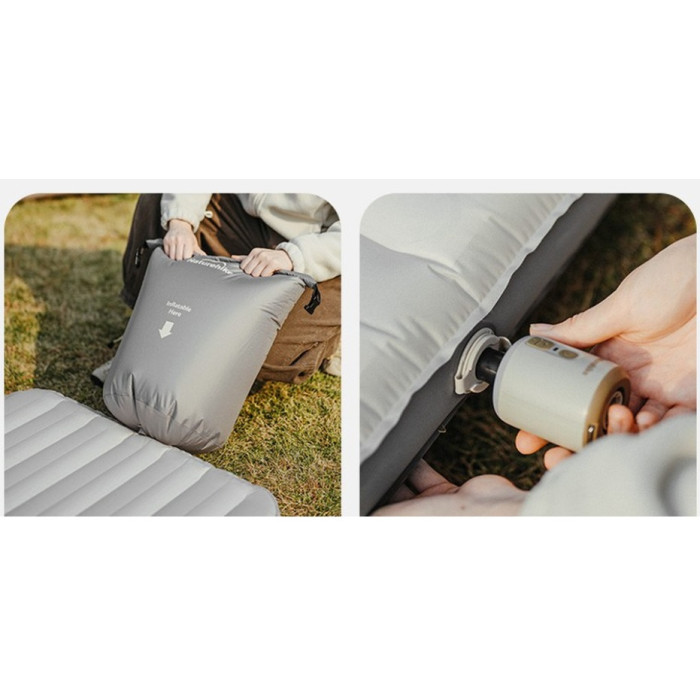 Матрац надувний одинарний із мішком для надування Naturehike CNK2450WS034, 9.5 cm, White (6975641888048)