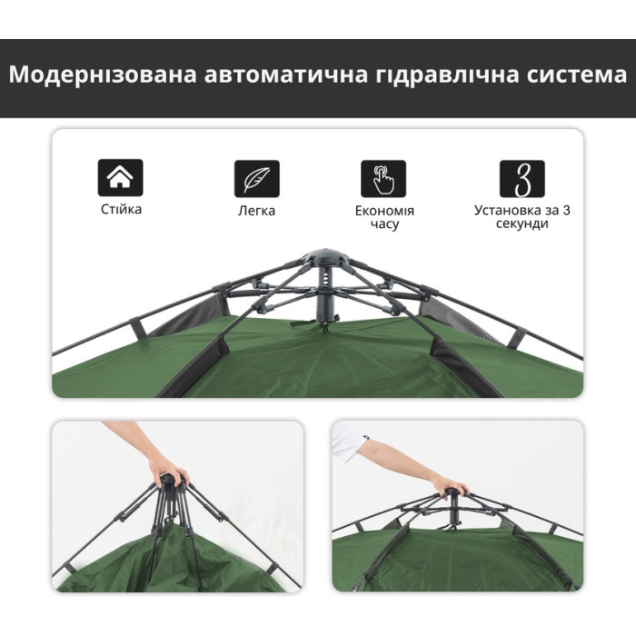 Намет Naturehike Automatic 3 NH21ZP008, Dark Green (6976023922336)
