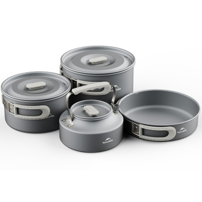 Набір посуду (2 каструлі, чайник, сковорідка) Naturehike CNK2450CF010, aluminium (6976507663281)