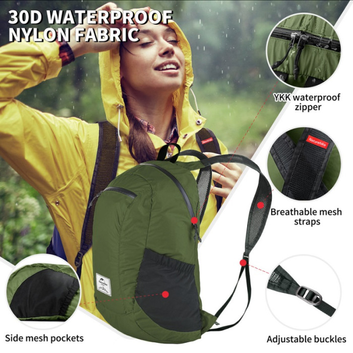 Рюкзак Naturehike Ultralight NH17A012-B, 18L, Green (6976507663762)