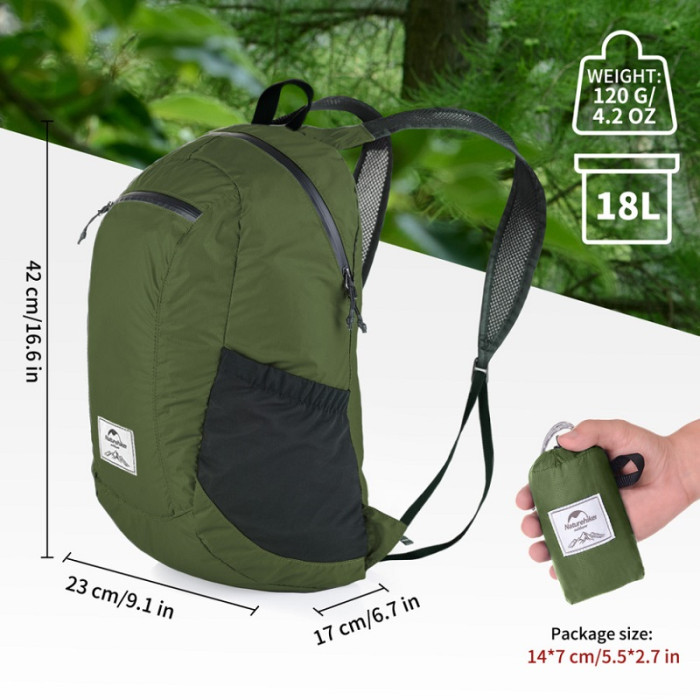 Рюкзак Naturehike Ultralight NH17A012-B, 18L, Green (6976507663762)