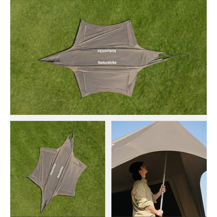 Туристический тент Naturehike Cloud Skies Tarp Lite CNK2650WS023, 960 х 485 х 260 см, темно-коричневый (6977465860941)