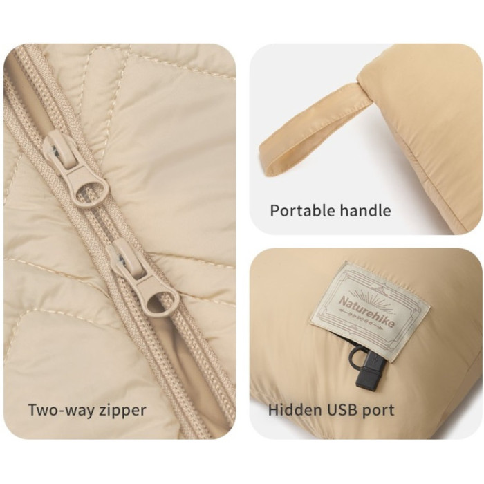 Ковдра з підігрівом Naturehike CNK2450PJ015, 95х190 cm, Beige (6977465863362)