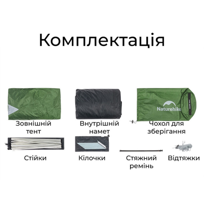 Палатка трехместная Naturehike Bleik Series Tent CNK2550WS038, зеленая (6977465863492)