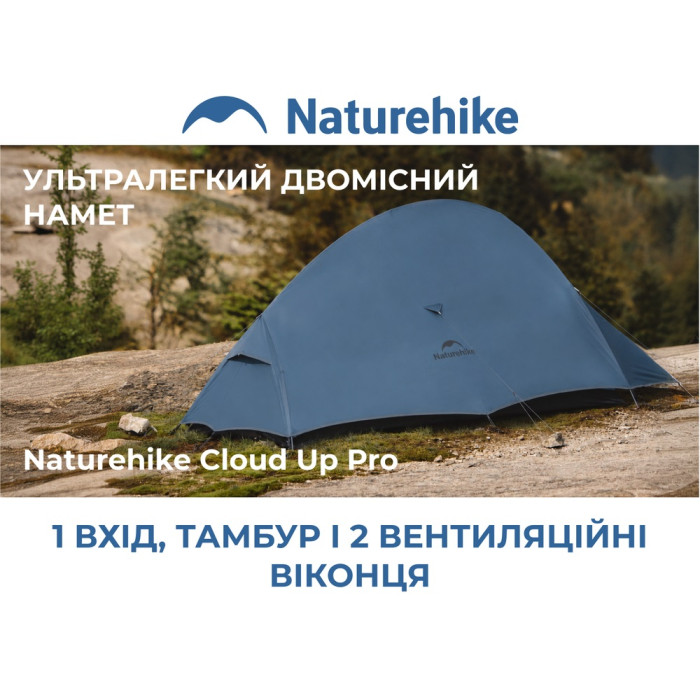 Палатка сверхлегкая двухместная Naturehike Cloud Up Pro CNK2350WS020, 20D, голубой (6977465865915)