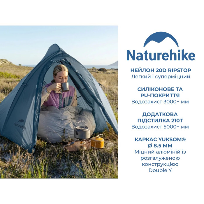 Палатка сверхлегкая двухместная Naturehike Cloud Up Pro CNK2350WS020, 20D, голубой (6977465865915)