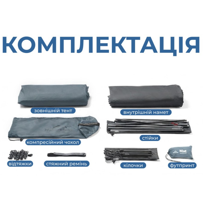 Палатка сверхлегкая двухместная Naturehike Cloud Up Pro CNK2350WS020, 20D, голубой (6977465865915)