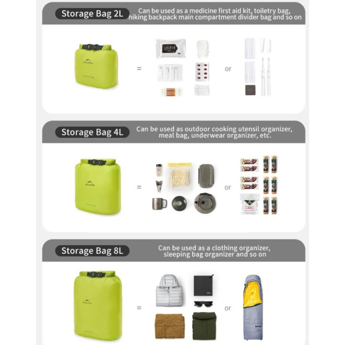 Гермомішок Naturehike CNK2550XB012, 8L, White (6977465868367)
