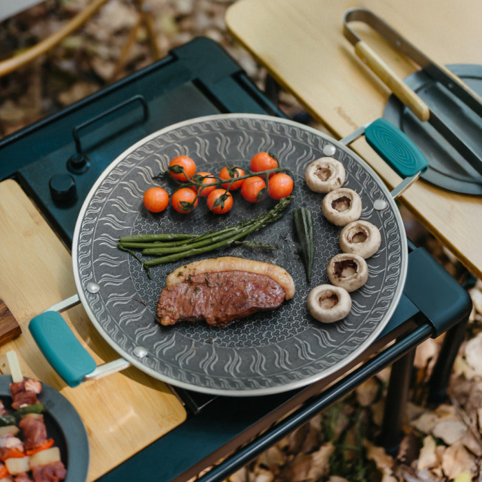 Сковорода з нержавіючої сталі з силіконовими ручками Naturehike CNK2550CF011, 34 х 34 см (6977465868534)