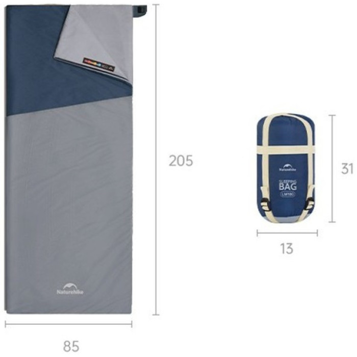 Спальний мішок Naturehike LW180 CNK2550WS026 Sunny Day PL01, (14°C) XL, Blue (6977465868602)