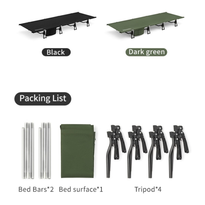 Ліжко складане Naturehike XJC08 CNK2550WS020, Black (6977465868886)