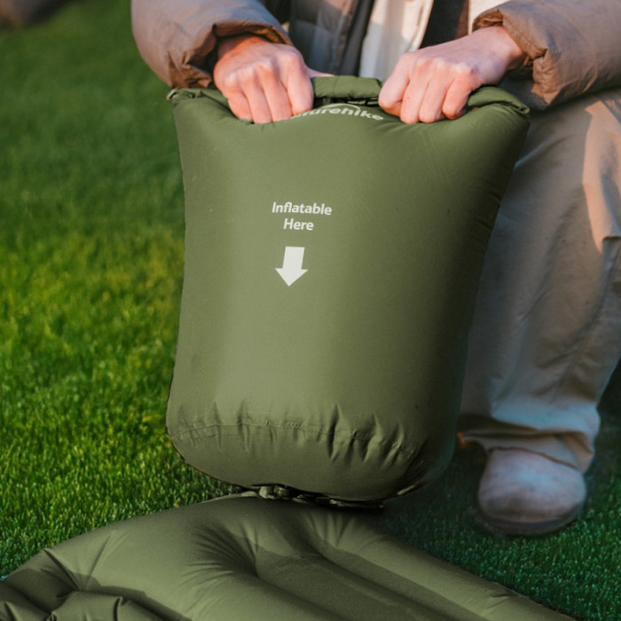 Матрац надувний подвійний із мішком для надування Naturehike CNK2550WS019, 65 mm, Green (6977465869593)
