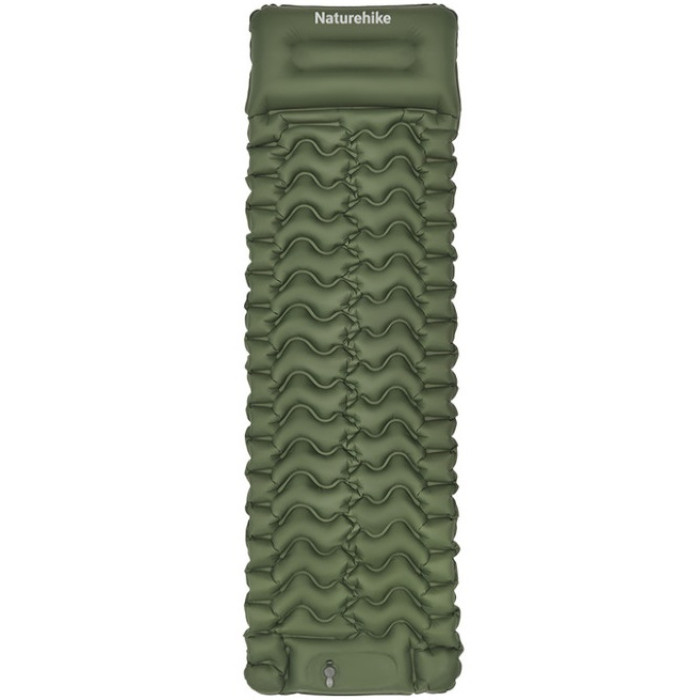 Матрац надувний одинарний із вбудованою помпою Naturehike CNK2550WS019, 65 mm, Green (6977465869654)