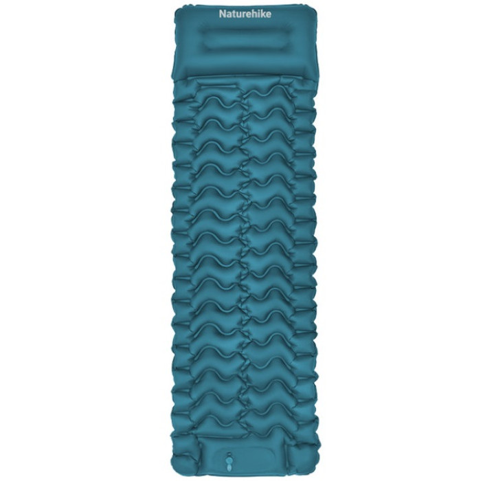 Матрац надувний одинарний із вбудованою помпою Naturehike CNK2550WS019, 65 mm, Blue (6977465869661)