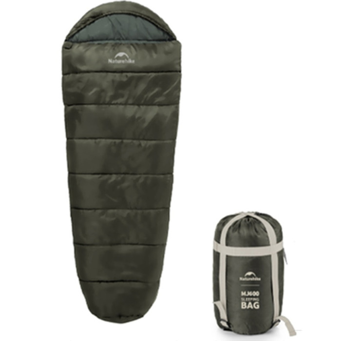 Спальник с капюшоном Naturehike CNK2300SD014 MJ600 Сечь, зеленый (6979850308526)