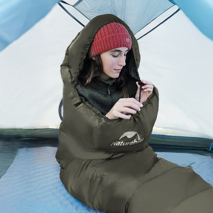 Спальник с капюшоном Naturehike CNK2300SD014 MJ600 Сечь, зеленый (6979850308526)